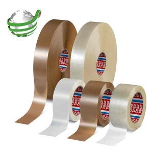 tesa® 60418 - Bandă subțire de ambalare din PET reciclat cu adeziv din cauciuc sintetic